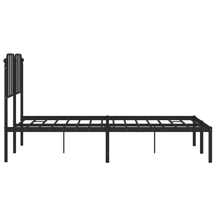 Bedframe met hoofdbord metaal zwart 135x190 cm
