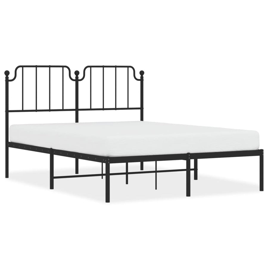 Bedframe Metaal 140 x 190 cm Zwart met hoofdbord