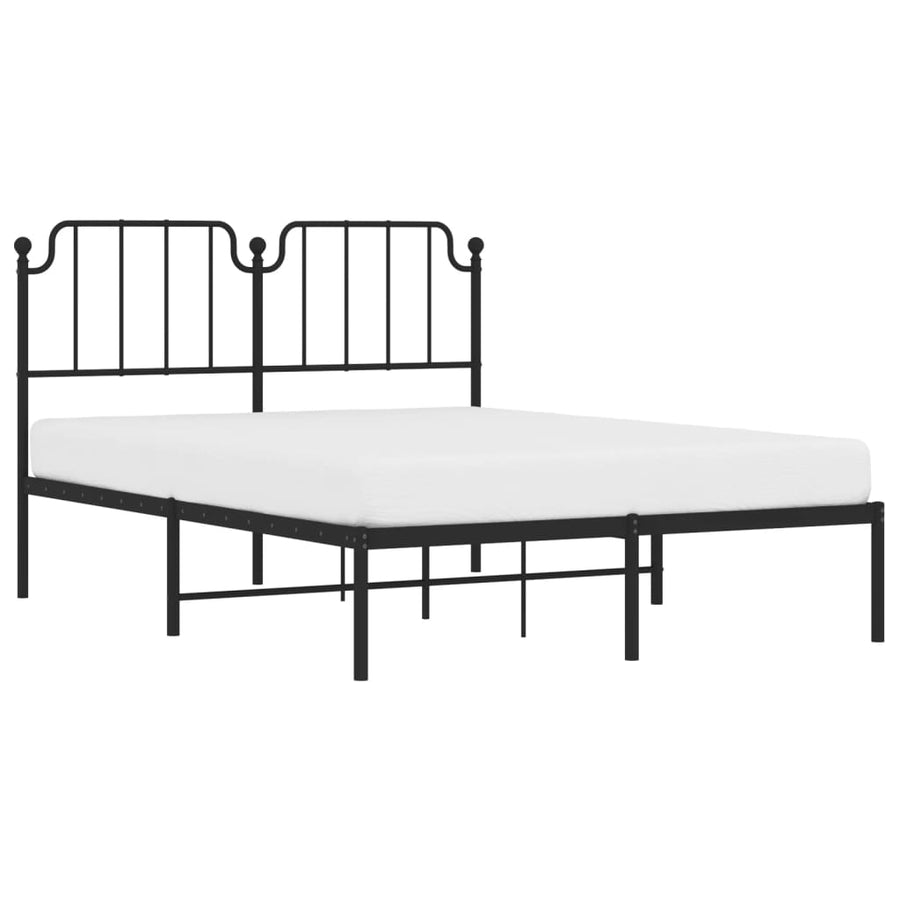 Bedframe Metaal 140 x 190 cm Zwart met hoofdbord