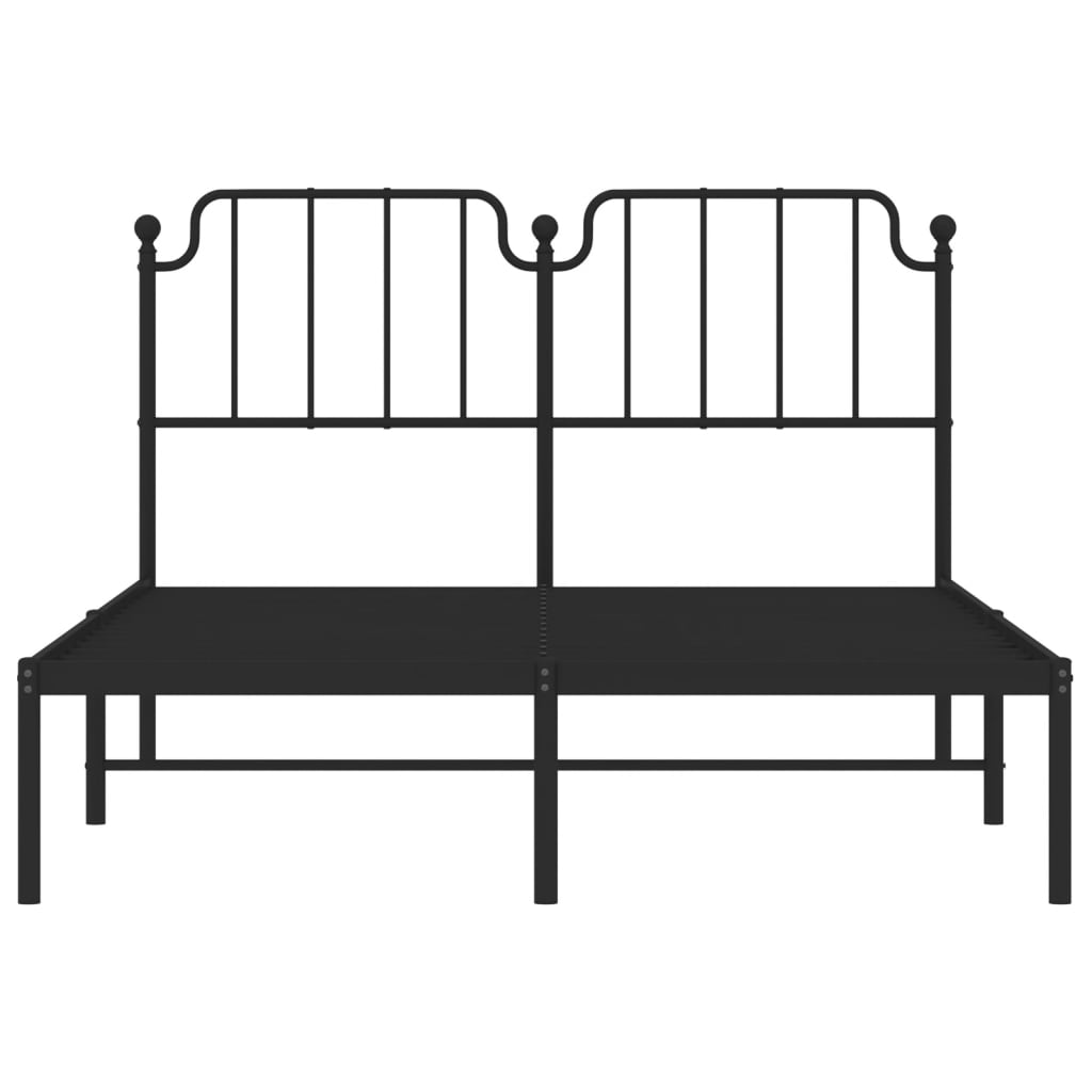 Bedframe Metaal 140 x 190 cm Zwart met hoofdbord