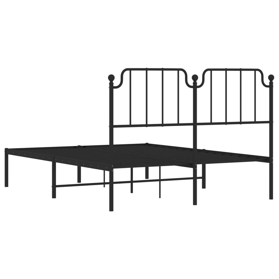 Bedframe Metaal 140 x 190 cm Zwart met hoofdbord