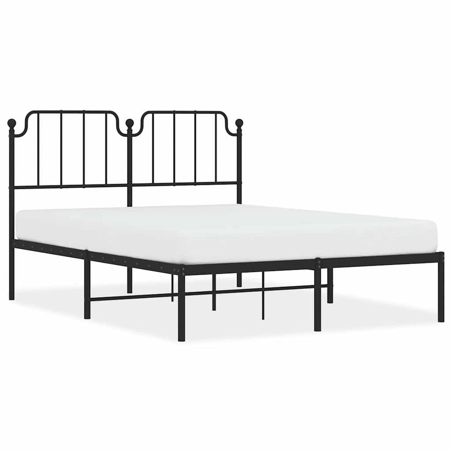 Bedframe met hoofdbord metaal zwart 150x200 cm