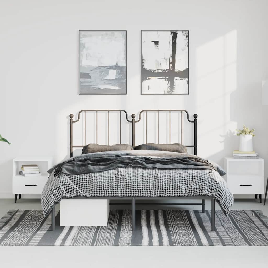 Bedframe met hoofdbord metaal zwart 150x200 cm
