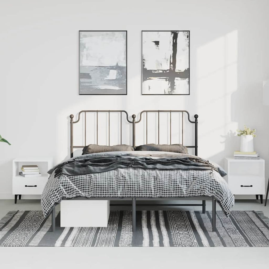 Bedframe met hoofdbord metaal zwart 150x200 cm