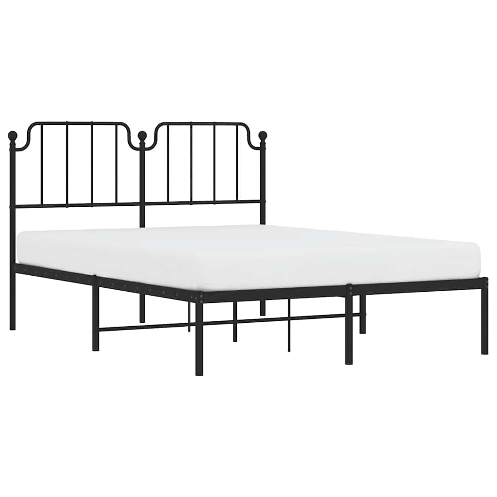 Bedframe met hoofdbord metaal zwart 150x200 cm