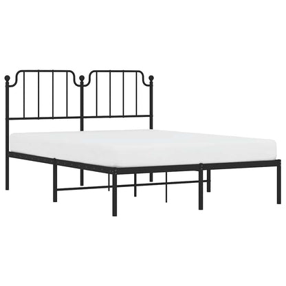Bedframe met hoofdbord metaal zwart 150x200 cm