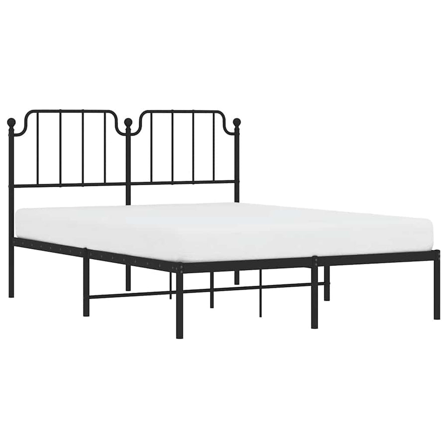 Bedframe met hoofdbord metaal zwart 150x200 cm
