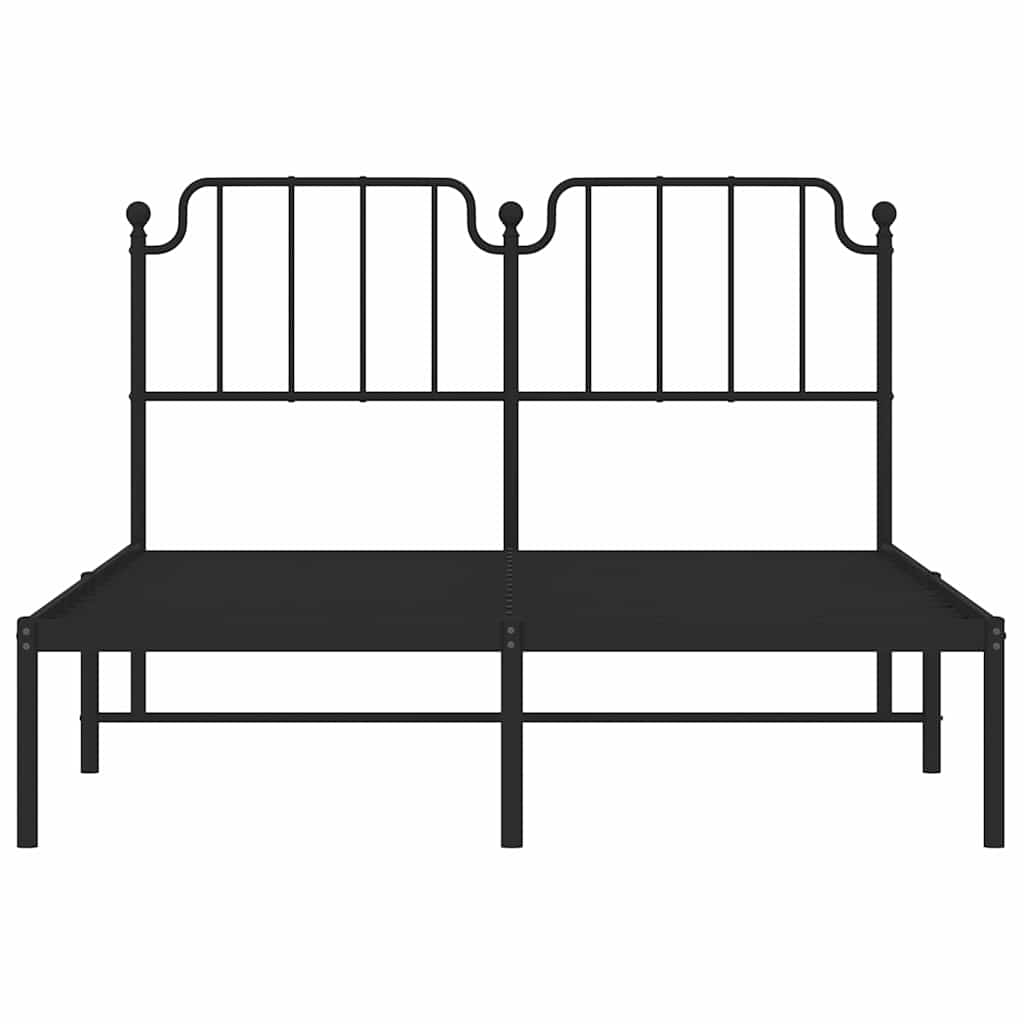 Bedframe met hoofdbord metaal zwart 150x200 cm