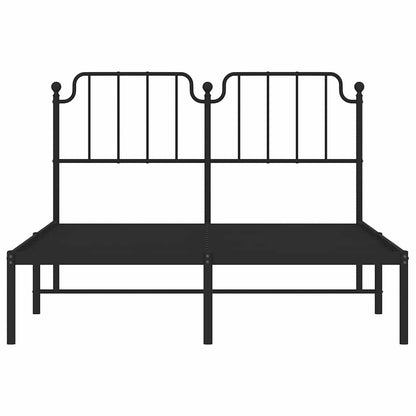 Bedframe met hoofdbord metaal zwart 150x200 cm