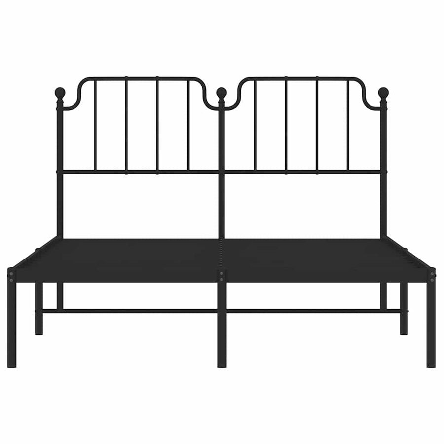 Bedframe met hoofdbord metaal zwart 150x200 cm