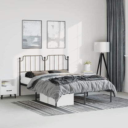 Bedframe met hoofdbord metaal zwart 150x200 cm