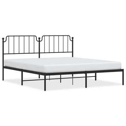 Bedframe Metaal 183 x 213 cm Zwart met hoofdbord