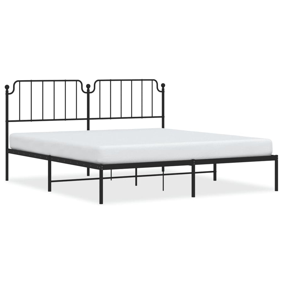 Bedframe Metaal 183 x 213 cm Zwart met hoofdbord