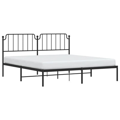 Bedframe Metaal 183 x 213 cm Zwart met hoofdbord