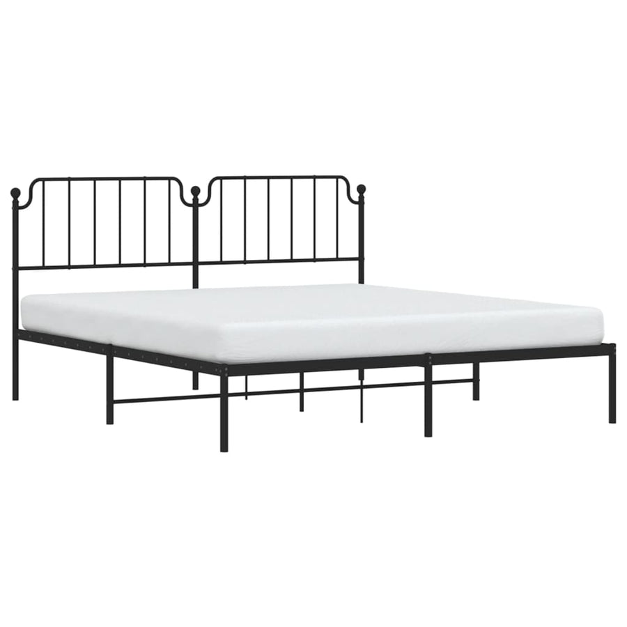Bedframe Metaal 183 x 213 cm Zwart met hoofdbord