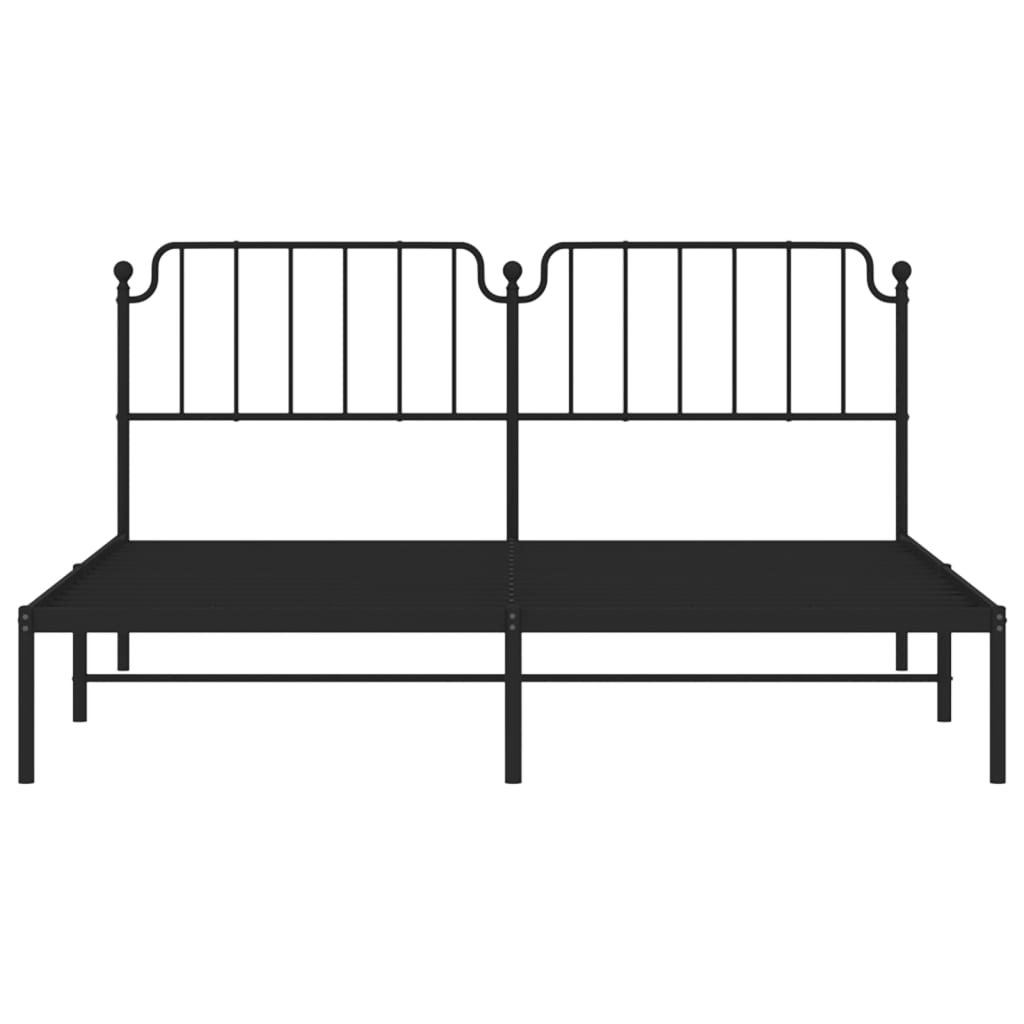 Bedframe Metaal 183 x 213 cm Zwart met hoofdbord