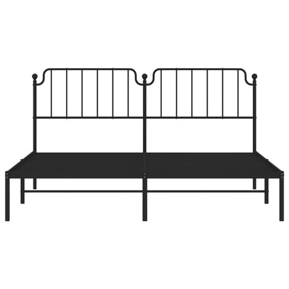 Bedframe Metaal 183 x 213 cm Zwart met hoofdbord