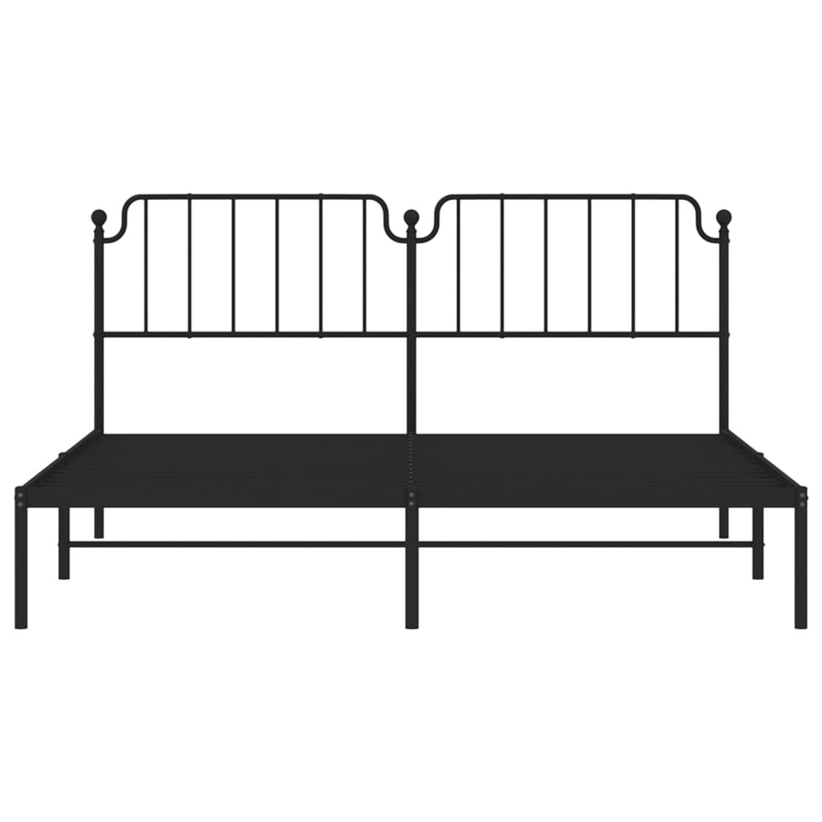 Bedframe Metaal 183 x 213 cm Zwart met hoofdbord