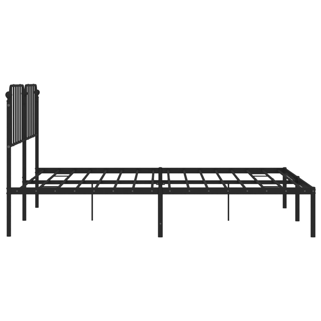 Bedframe Metaal 183 x 213 cm Zwart met hoofdbord