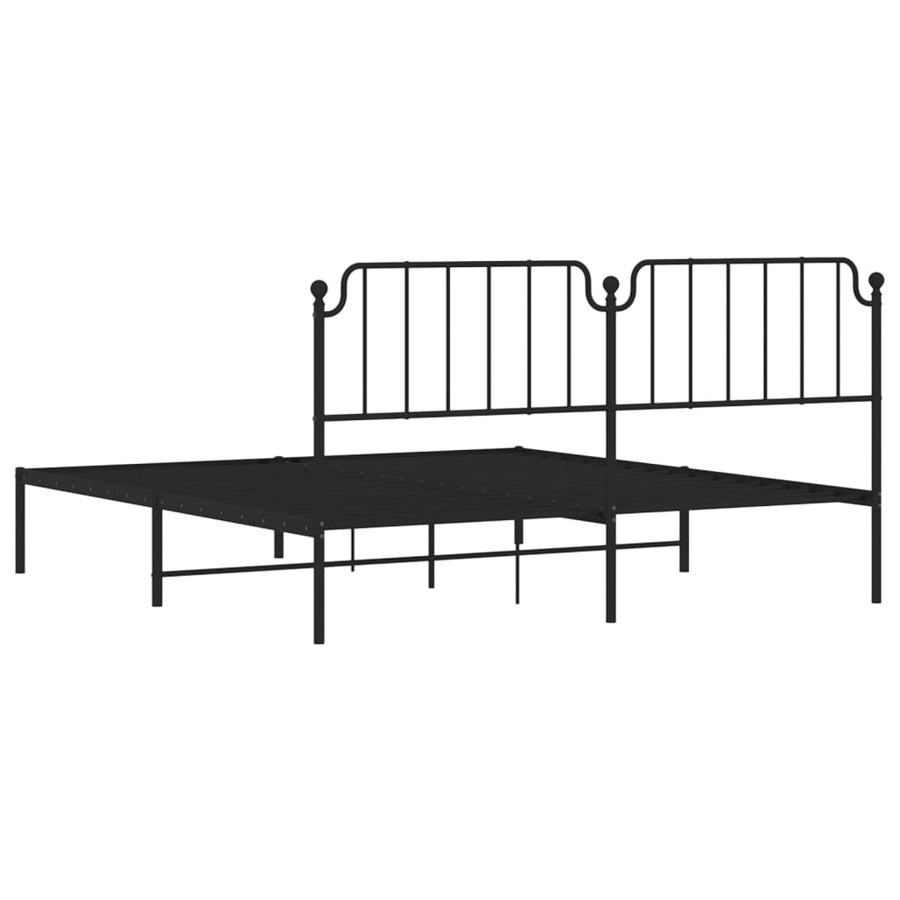 Bedframe Metaal 183 x 213 cm Zwart met hoofdbord