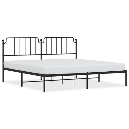Bedframe Metaal 193 x 203 cm Zwart met hoofdbord