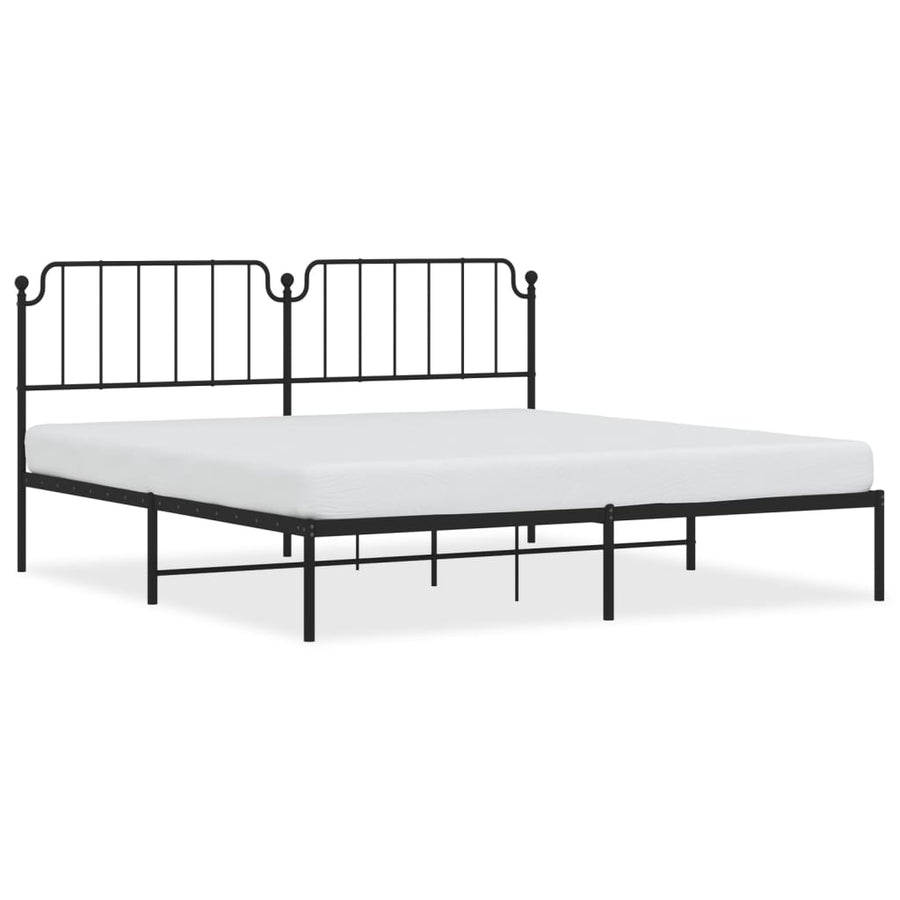 Bedframe Metaal 193 x 203 cm Zwart met hoofdbord