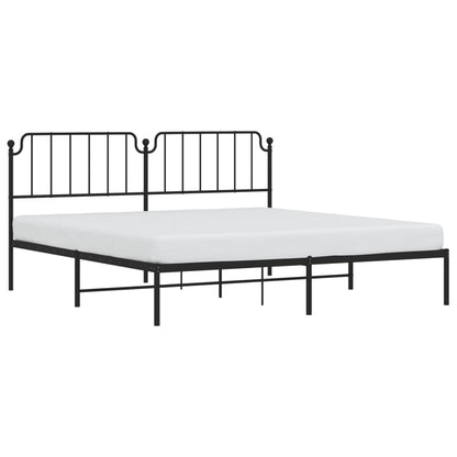 Bedframe Metaal 193 x 203 cm Zwart met hoofdbord