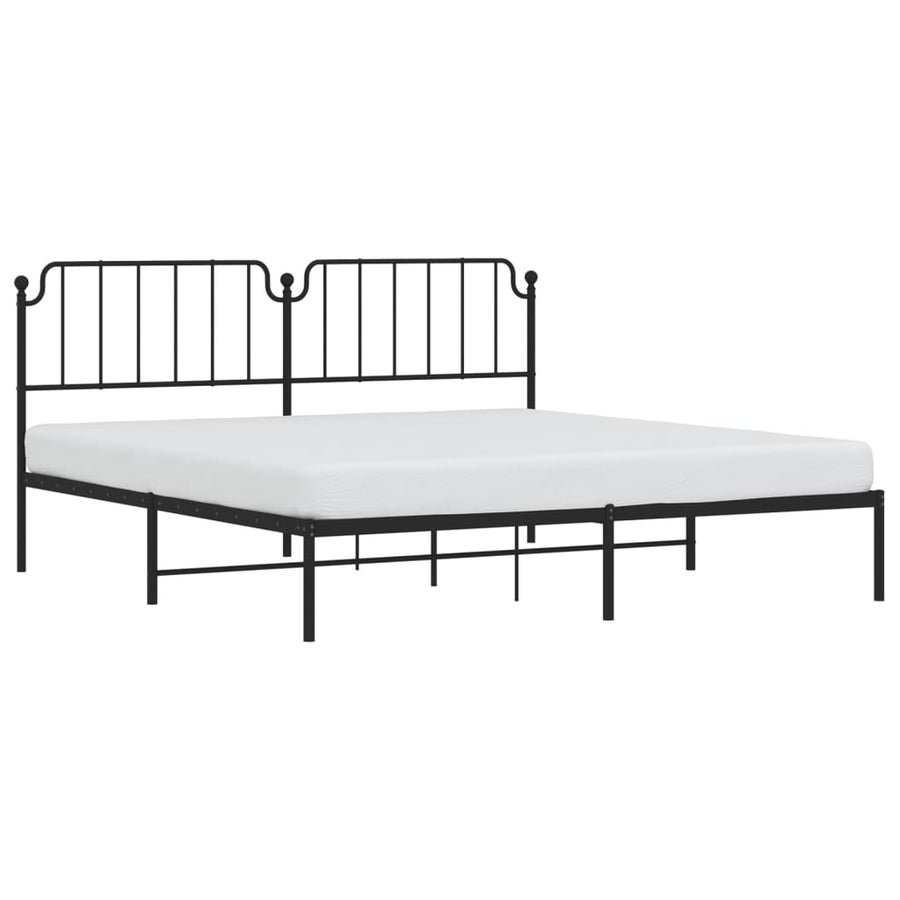 Bedframe Metaal 193 x 203 cm Zwart met hoofdbord