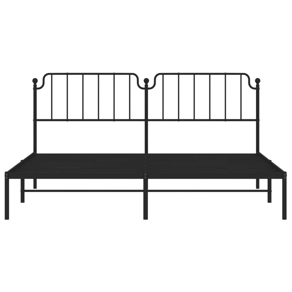 Bedframe Metaal 193 x 203 cm Zwart met hoofdbord