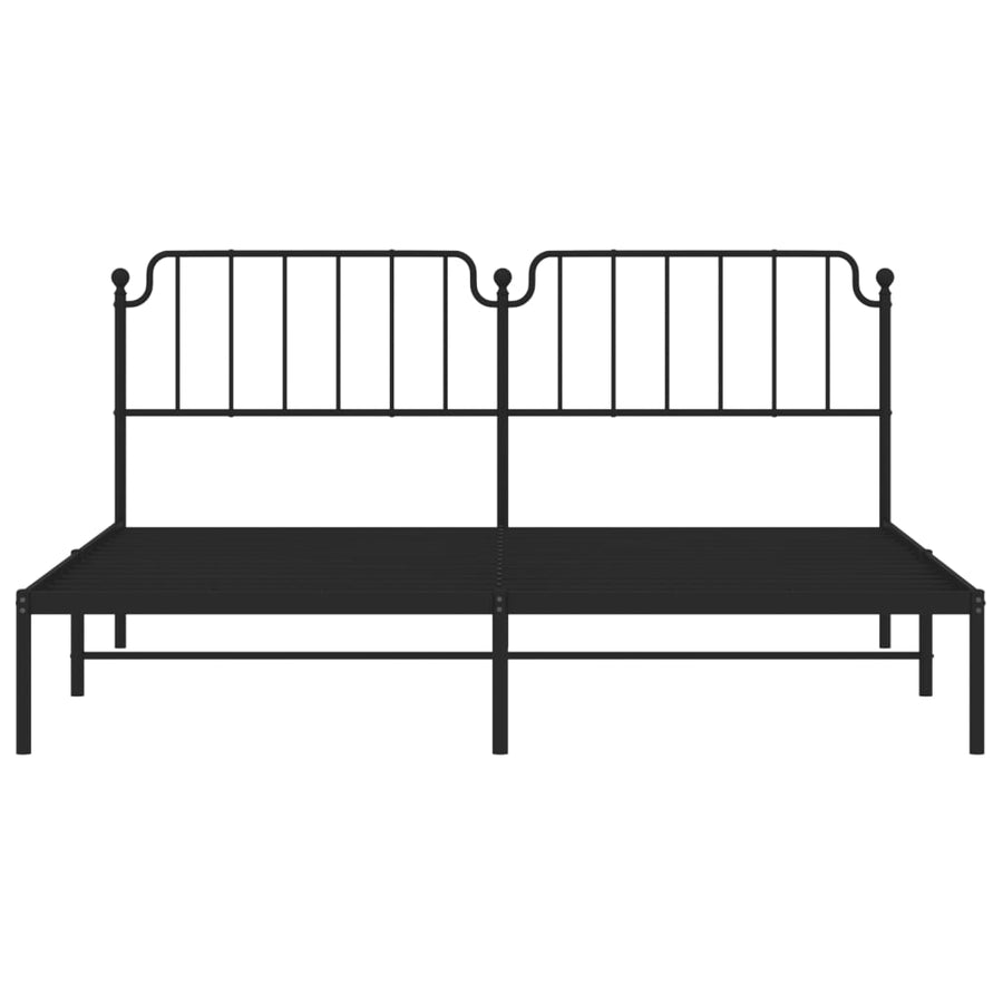 Bedframe Metaal 193 x 203 cm Zwart met hoofdbord