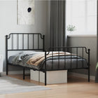 Bedframe Met Hoofd- En Voeteneinde Metaal 100 x 190 cm Zwart met hoofdbord & voetbord