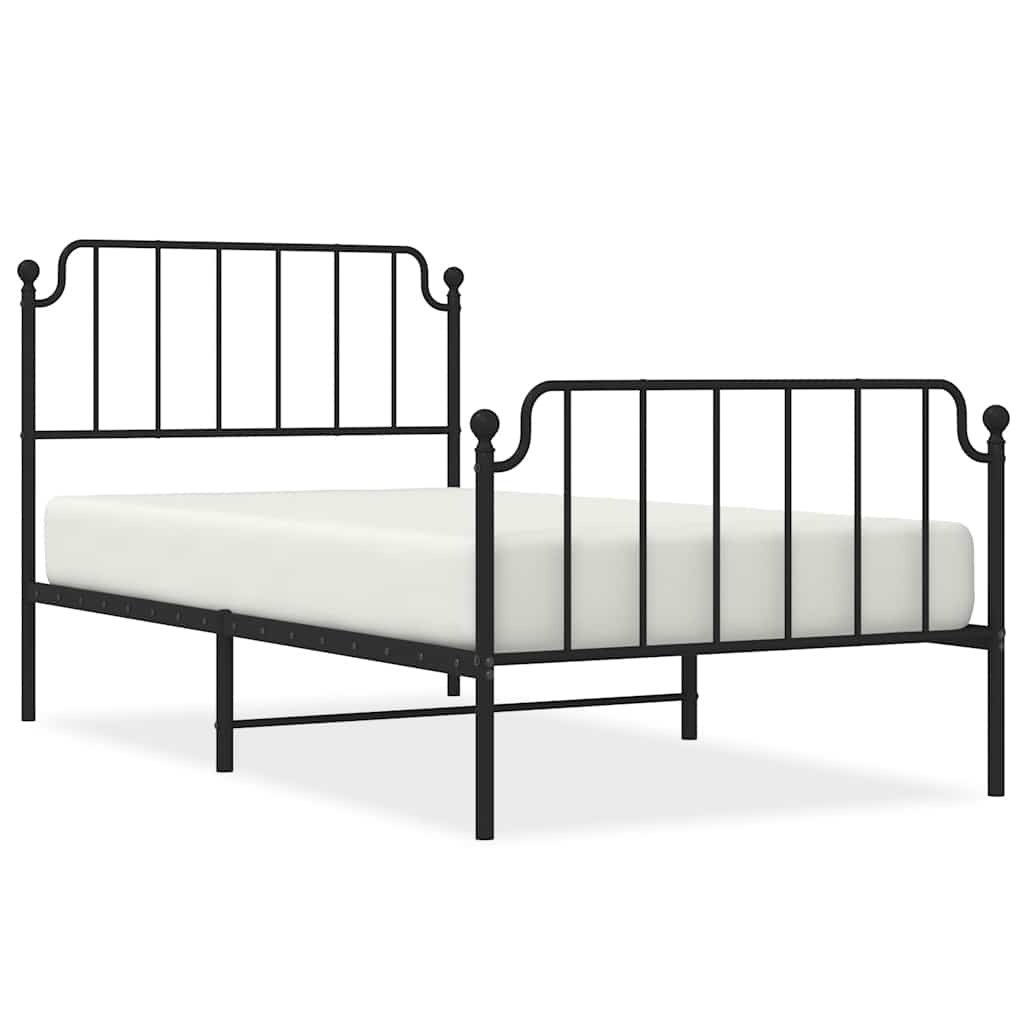 Bedframe met hoofd- en voeteneinde metaal zwart 100x200 cm