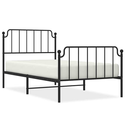 Bedframe met hoofd- en voeteneinde metaal zwart 100x200 cm