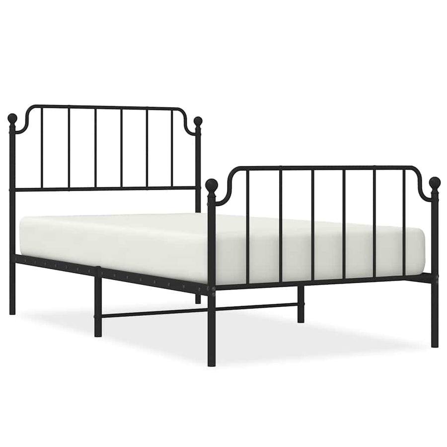 Bedframe met hoofd- en voeteneinde metaal zwart 100x200 cm