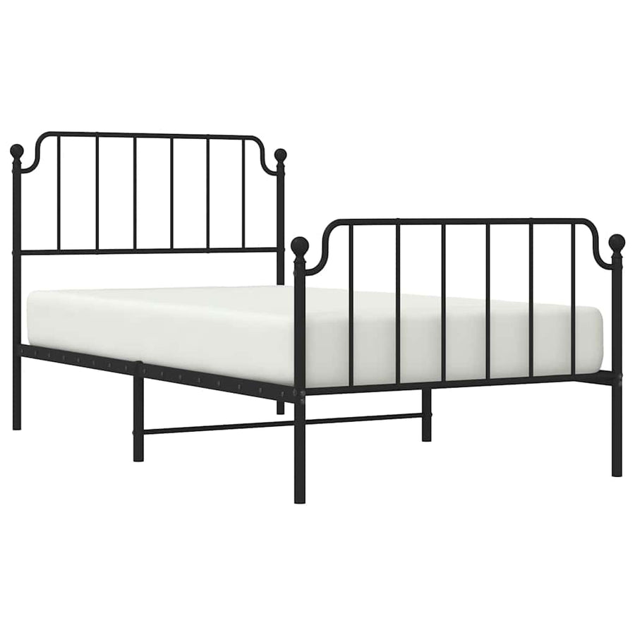 Bedframe met hoofd- en voeteneinde metaal zwart 100x200 cm