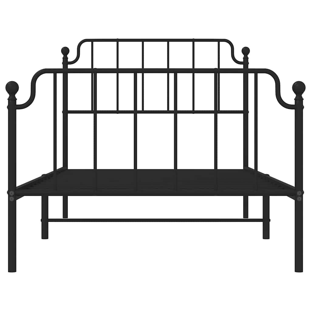 Bedframe met hoofd- en voeteneinde metaal zwart 100x200 cm