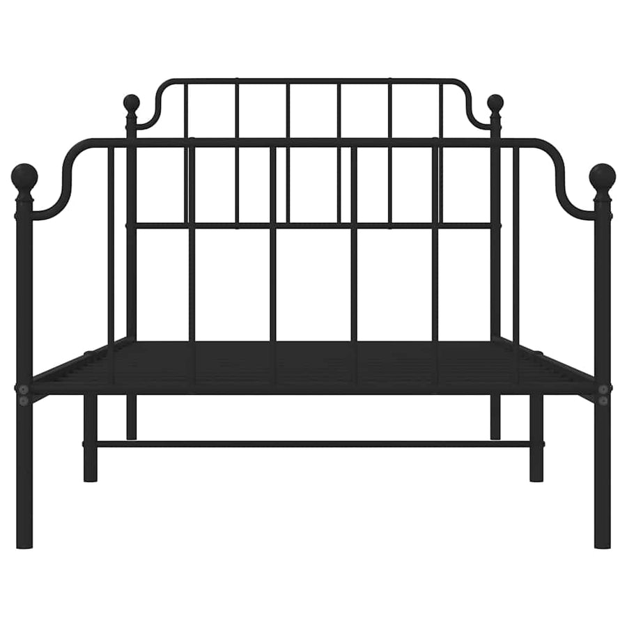 Bedframe met hoofd- en voeteneinde metaal zwart 100x200 cm