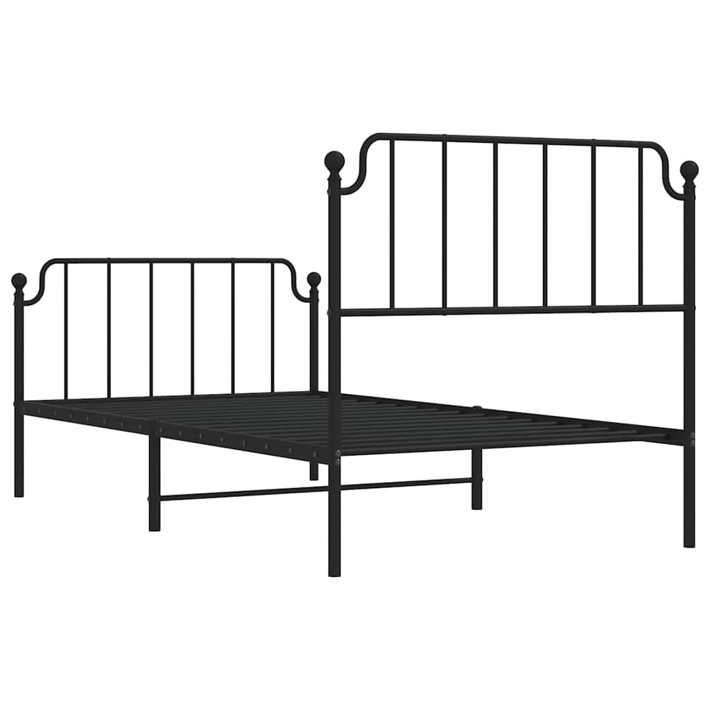 Bedframe met hoofd- en voeteneinde metaal zwart 100x200 cm