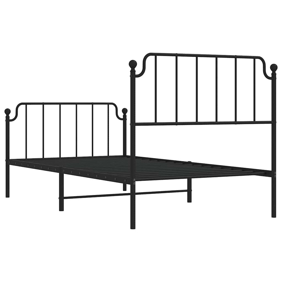 Bedframe met hoofd- en voeteneinde metaal zwart 100x200 cm