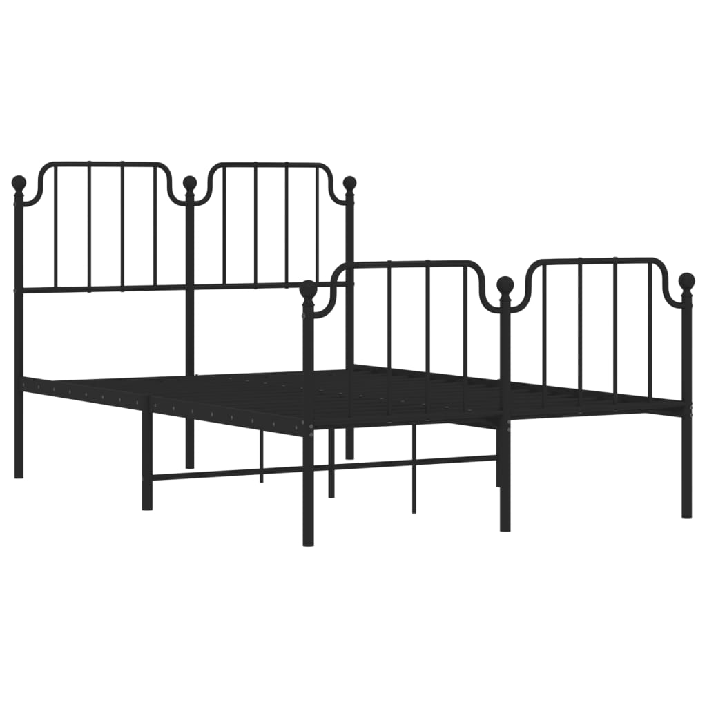 Bedframe Met Hoofd- En Voeteneinde Metaal 120 x 200 cm Zwart met hoofdbord & voetbord
