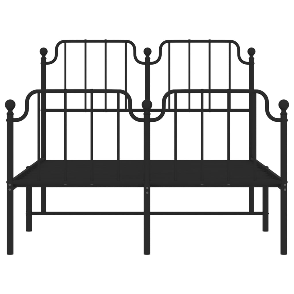 Bedframe Met Hoofd- En Voeteneinde Metaal 120 x 200 cm Zwart met hoofdbord & voetbord