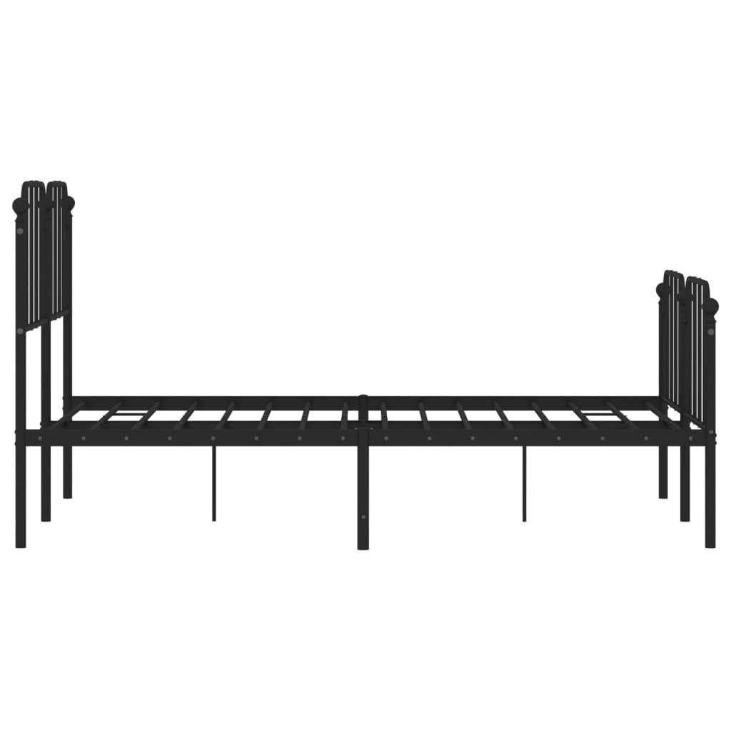 Bedframe Met Hoofd- En Voeteneinde Metaal 120 x 200 cm Zwart met hoofdbord & voetbord