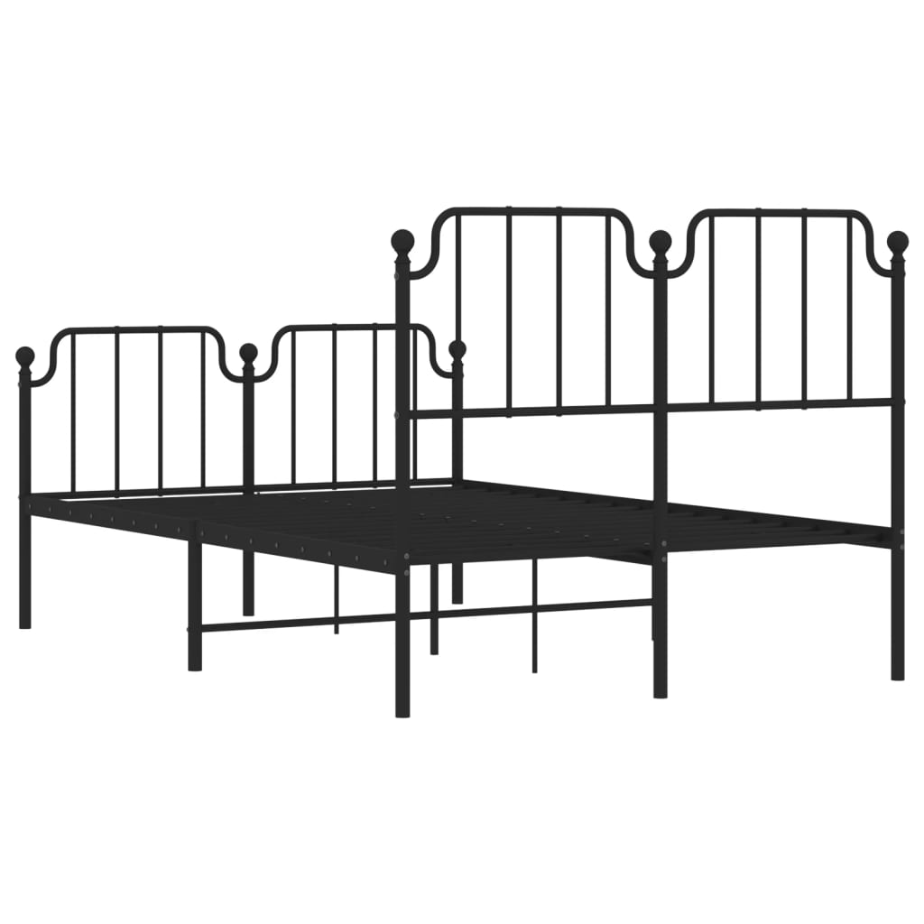 Bedframe Met Hoofd- En Voeteneinde Metaal 120 x 200 cm Zwart met hoofdbord & voetbord