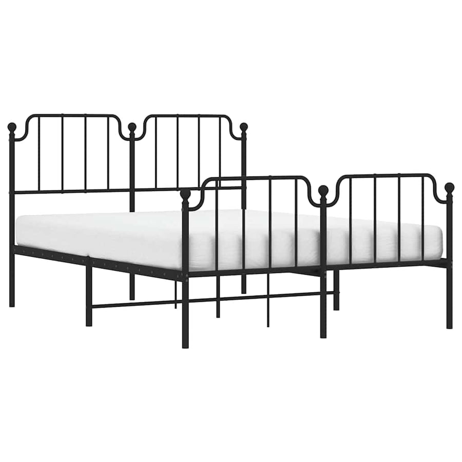 Bedframe met hoofd- en voeteneinde metaal zwart 135x190 cm