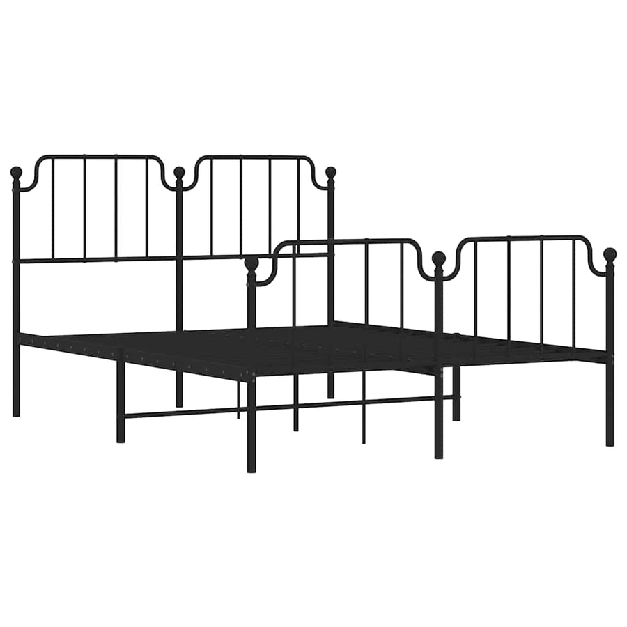 Bedframe met hoofd- en voeteneinde metaal zwart 135x190 cm