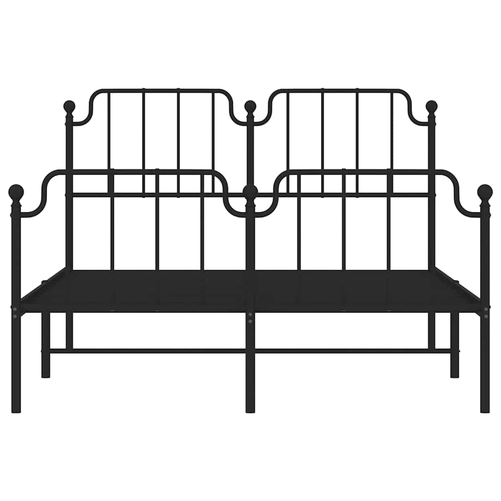 Bedframe met hoofd- en voeteneinde metaal zwart 135x190 cm