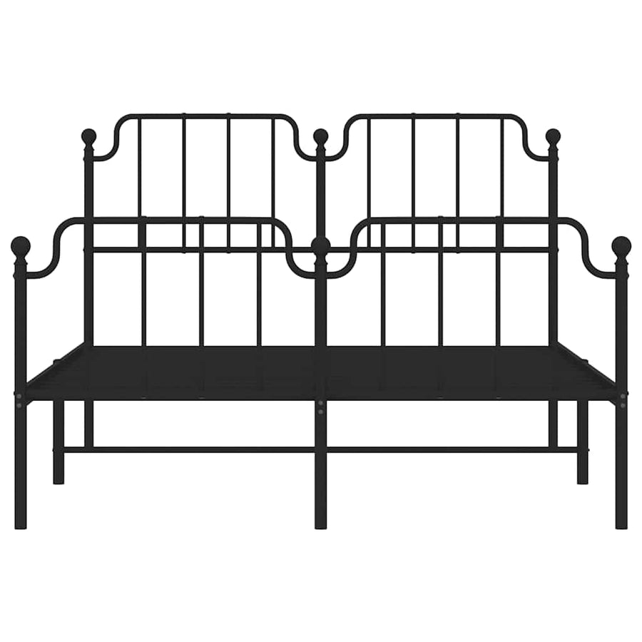 Bedframe met hoofd- en voeteneinde metaal zwart 135x190 cm