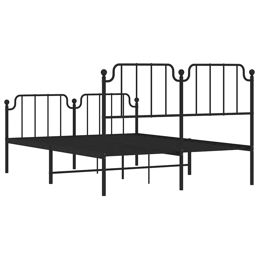 Bedframe met hoofd- en voeteneinde metaal zwart 135x190 cm