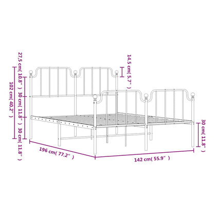 Bedframe met hoofd- en voeteneinde metaal zwart 135x190 cm