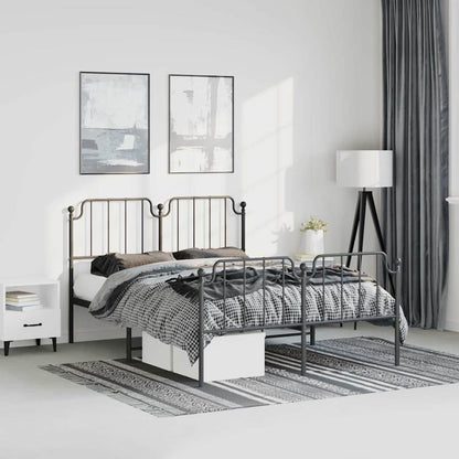 Bedframe met hoofd- en voeteneinde metaal zwart 135x190 cm